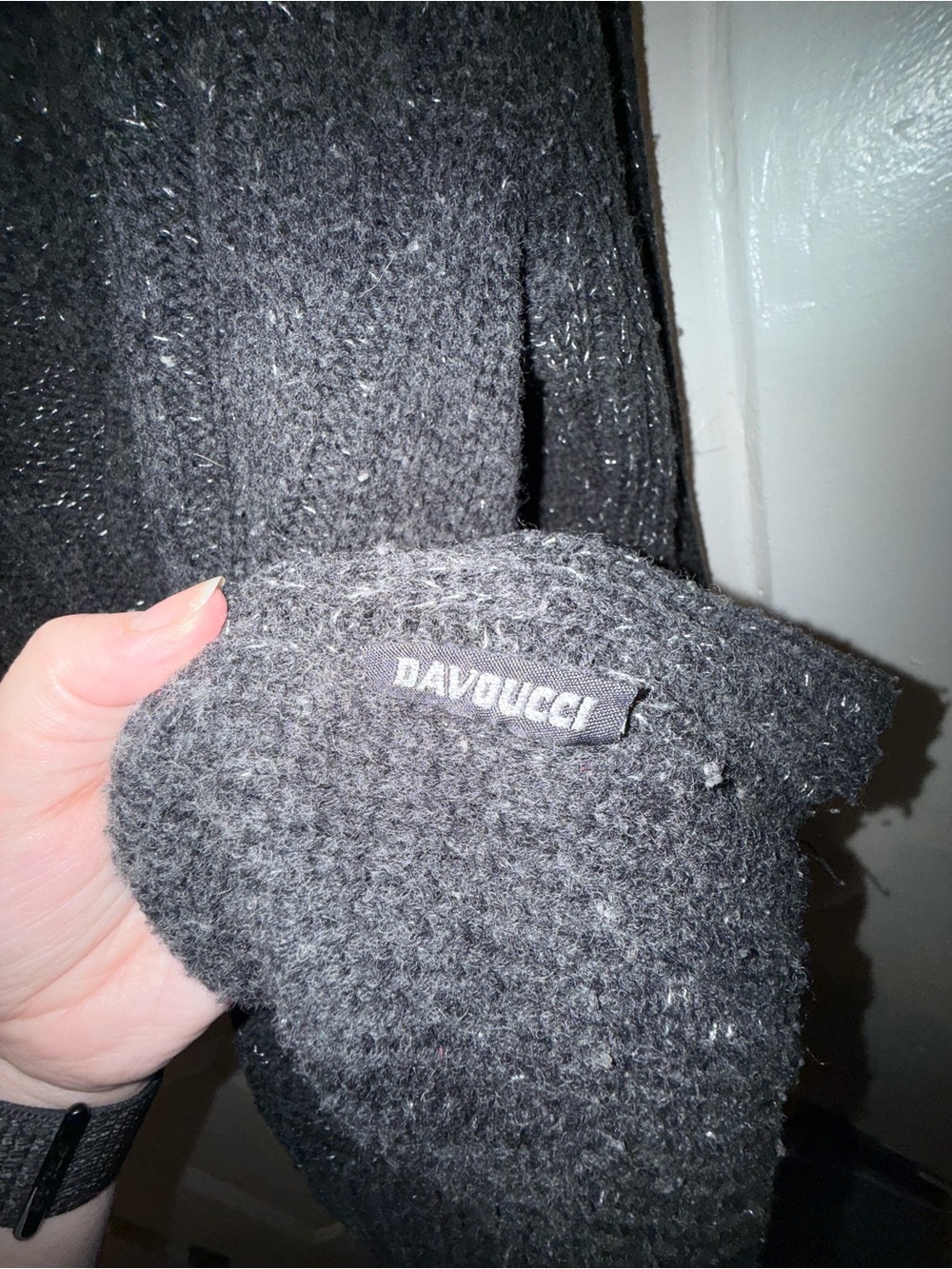 Davoucci Sparkly Charcoal Cable Knit Turtleneck Sweater - Timeless Comfort - Picture 3 of 5
